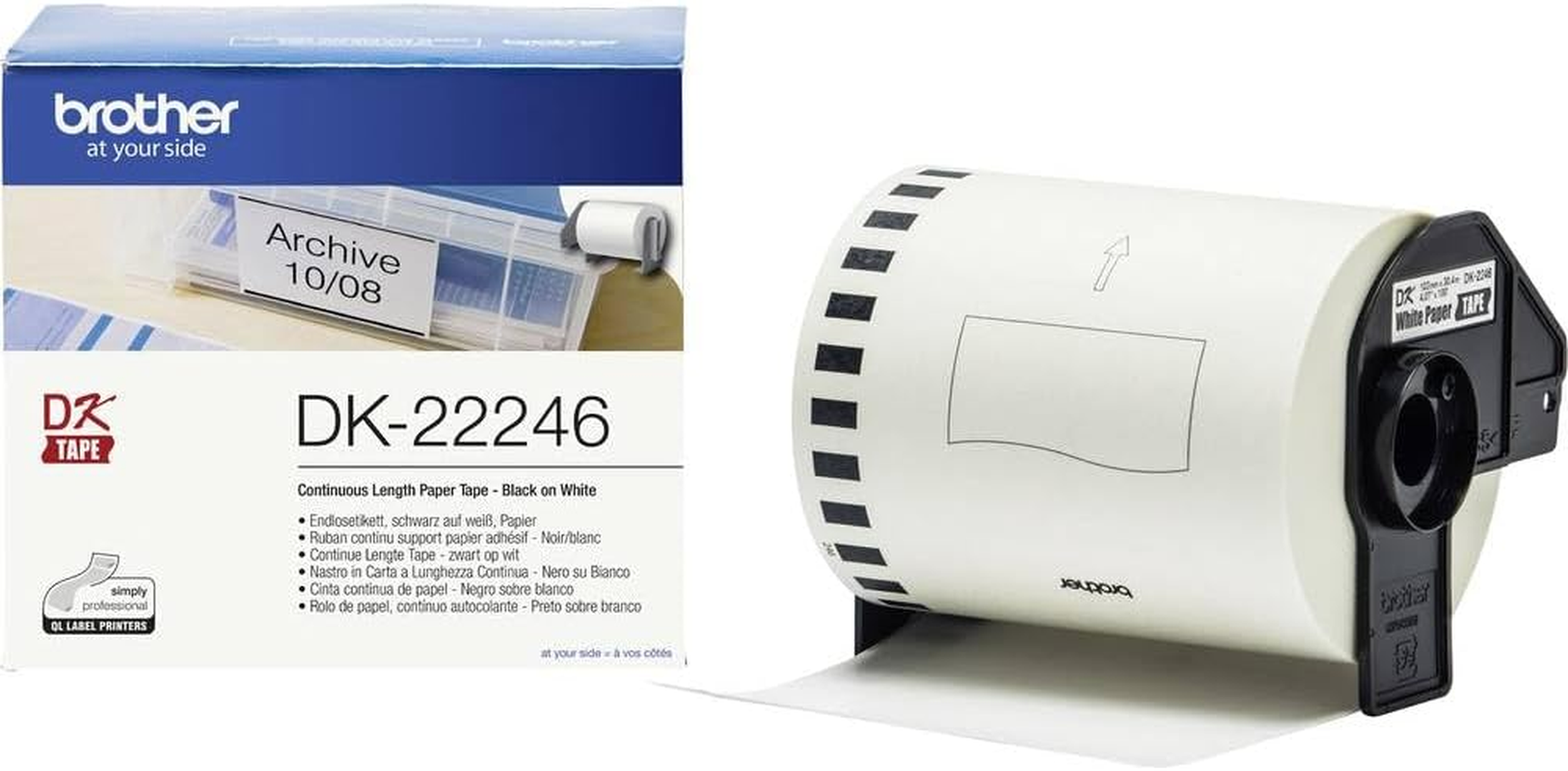 Brother Genuine DK-22223, White Continuous Paper Roll, 50Mm X 30.48M image number 2