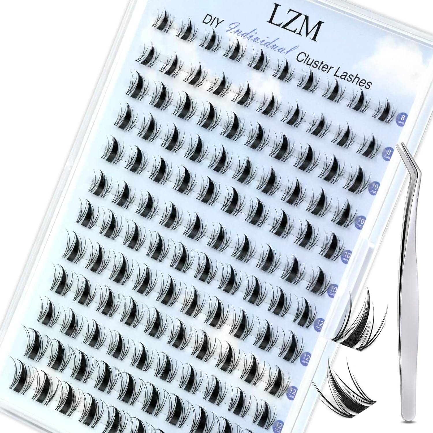 LZM Anime Lash Clusters Manga Cluster Lashes Natural Look Eyelash Extension Eyelash Clusters with Tweezers Thin Band & Soft DIY at Home Mix Length 8Mm 10Mm 12Mm 14Mm (FY) image number 4