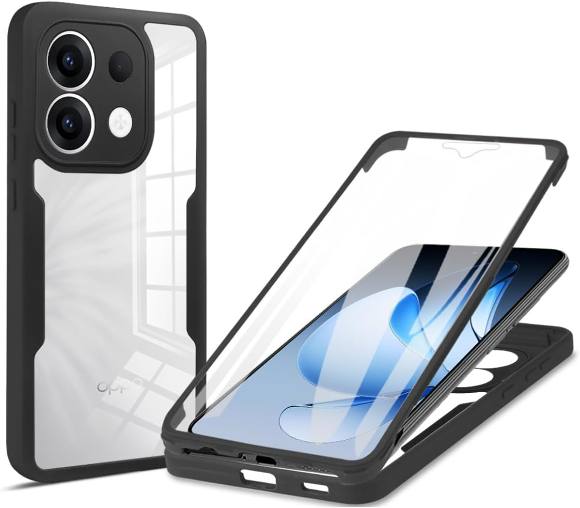 UPLAI Transparent Case for Oppo Reno 13 Pro (Reno13 Pro), 360 Degree Full Body Military Grade Shockproof Mobile Phone Case Built-In Screen Protector, Soft TPU Bumper Protective Case, Purple