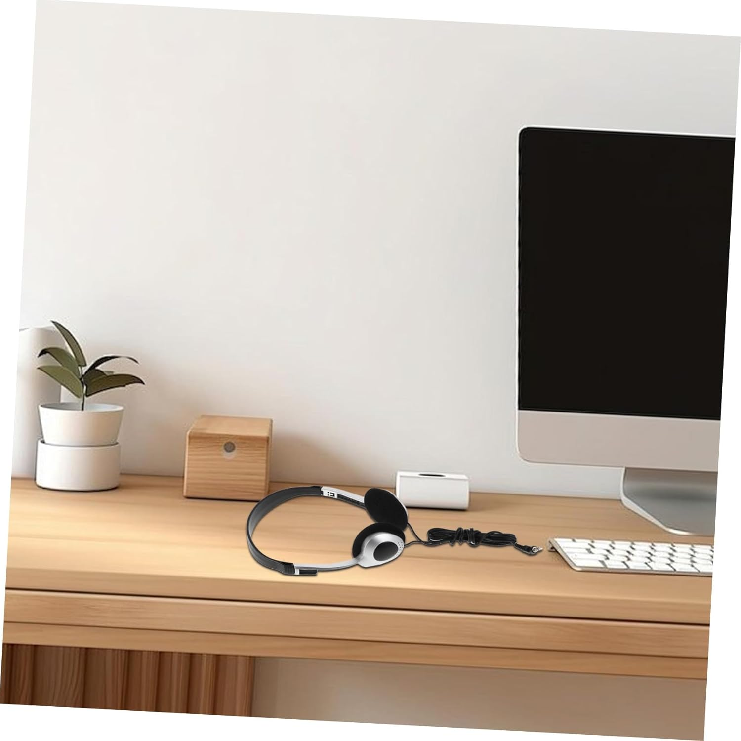 CONGARTENO Retro On-Ear Wired Headphones 3.5Mm to Usb-C Adapter for Computer and Cell Phone, Travel-Friendly Gaming Headset Compatible Phones and Tablets, Silver Black Vintage Style image number 4