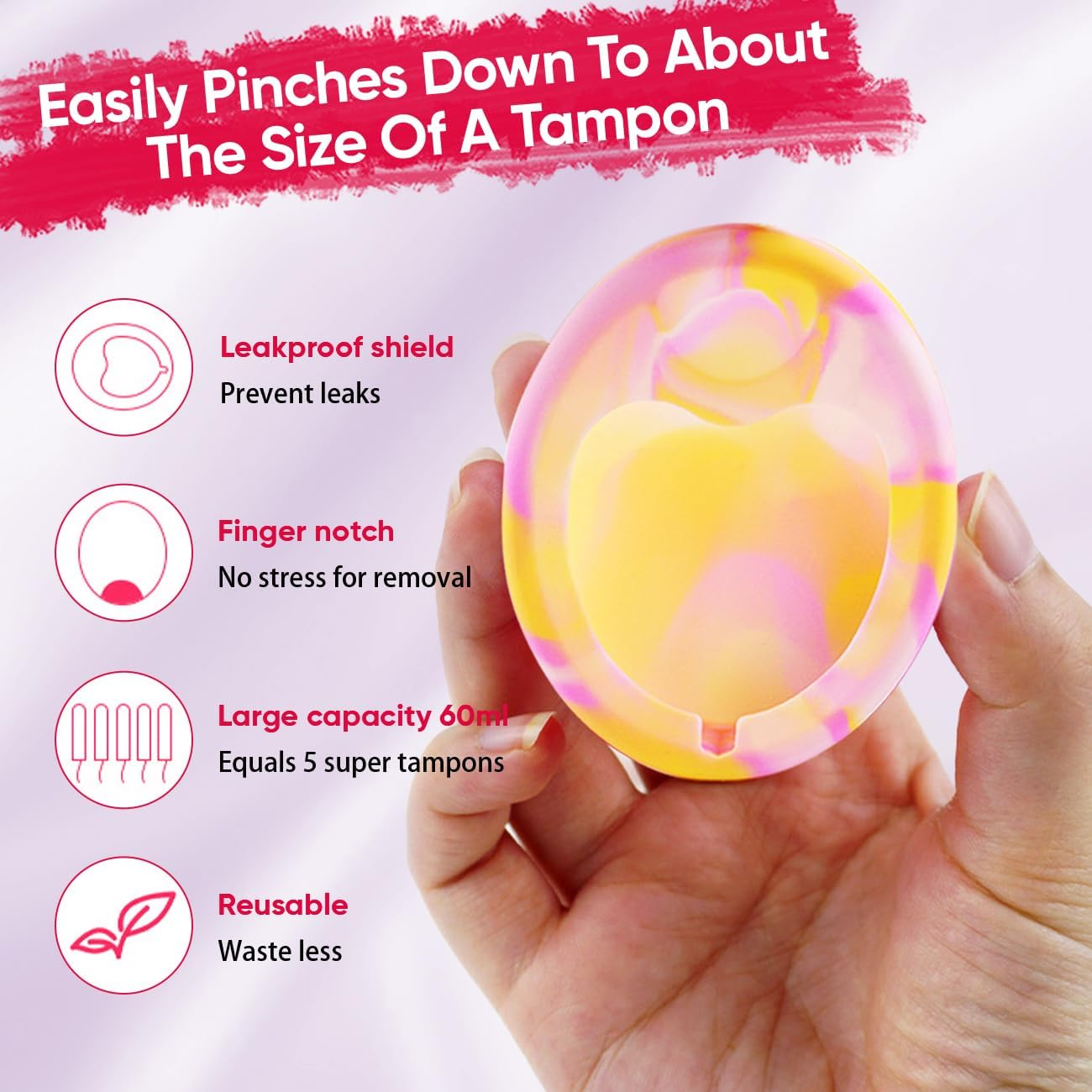 Menstrual Cups,Medical Grade Silicone Thin Fit Menstrual Disc,Large Capacity Menstrual Cup Wear for 12 Hours,Period Disc with Mini Cup Carrier Case,Reusable Menstrual Flow Cup for Women Periods image number 1
