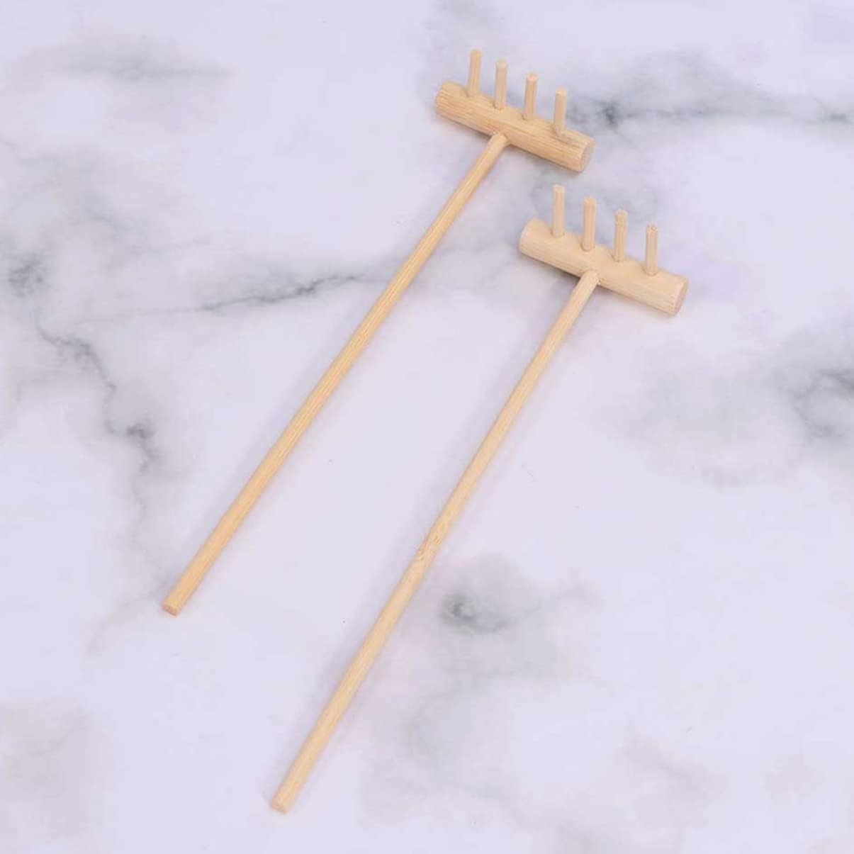 SAFIGLE 2Sets Zen Garden Rake Mini Bamboo Rake Sandbox Accessories Tea Tools Kit for Succulent Gardening Sandbox Play