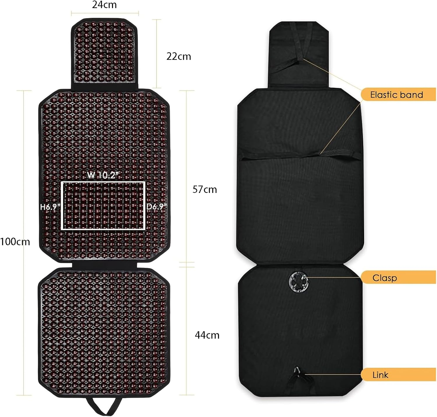 Ergonomic Wooden Beads Seat Cushion - Breathable Cooling Pad for Cars, Trucks, Vans, Suvs (Red) image number 5