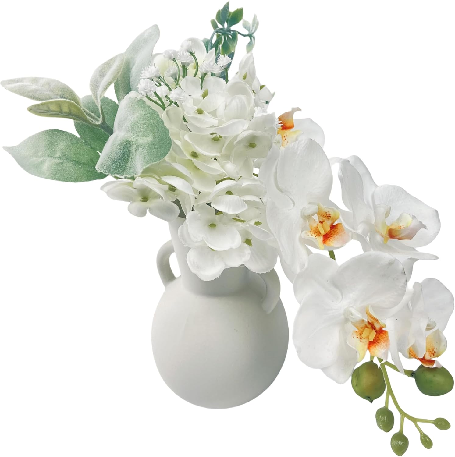 Noristyle Artificial Flowers for Decorations, Fake Flowers Orchid with Vase for Office Desk Table Decor for Women, Her, Girlfriend, Birthday Gifts