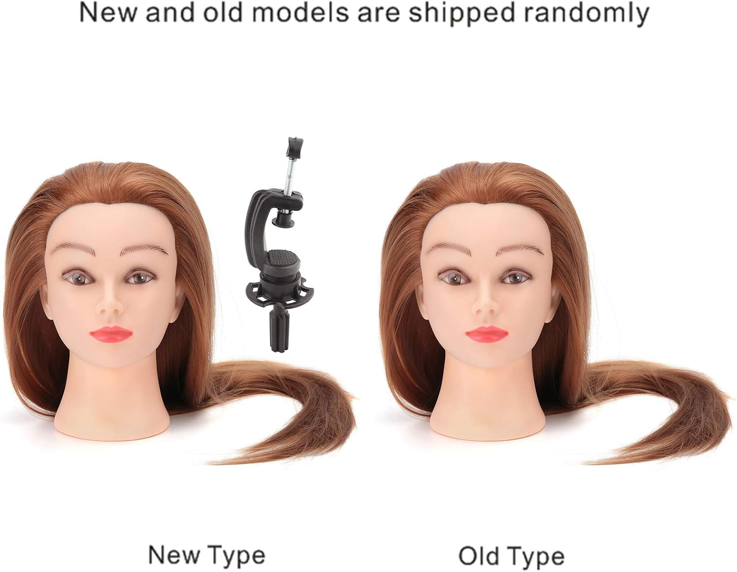 Synthetic Fiber Mannequin Head Hairdresser Training Head, Thick Hair, High-Temperature, Suitable for Practice Cutting, Braiding, Designing, with Table Clamp Stand image number 4