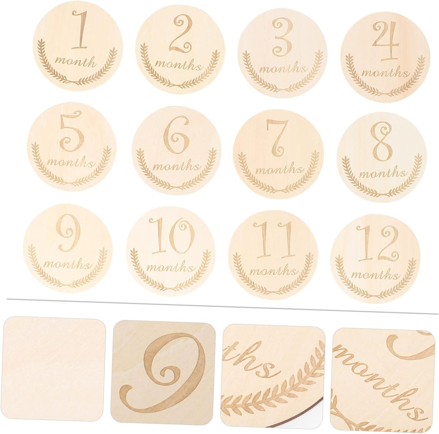 12Pcs Milestone Wooden Cards Set for Newborn Photography Friendly Monthly Souvenir Props Durable Creative Keepsake Accessories for Photo Sessions image number 4