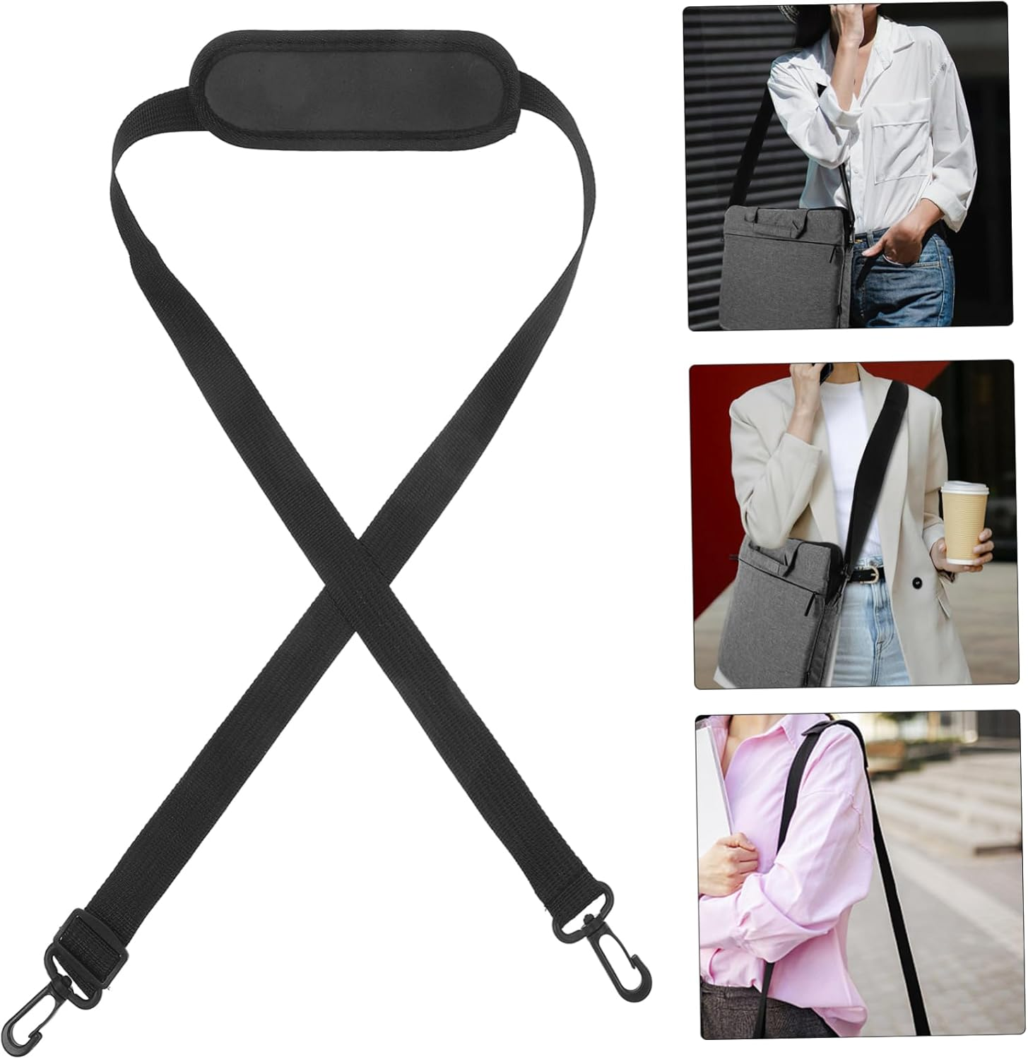 Didiseaon Adjustable Sturdy Shoulder Strap Hooks for Laptop Bag Replacement, Padded Black Nylon and Oxford Fabric, Universal Fit for Messenger Bags, Briefcases, and Luggage image number 2