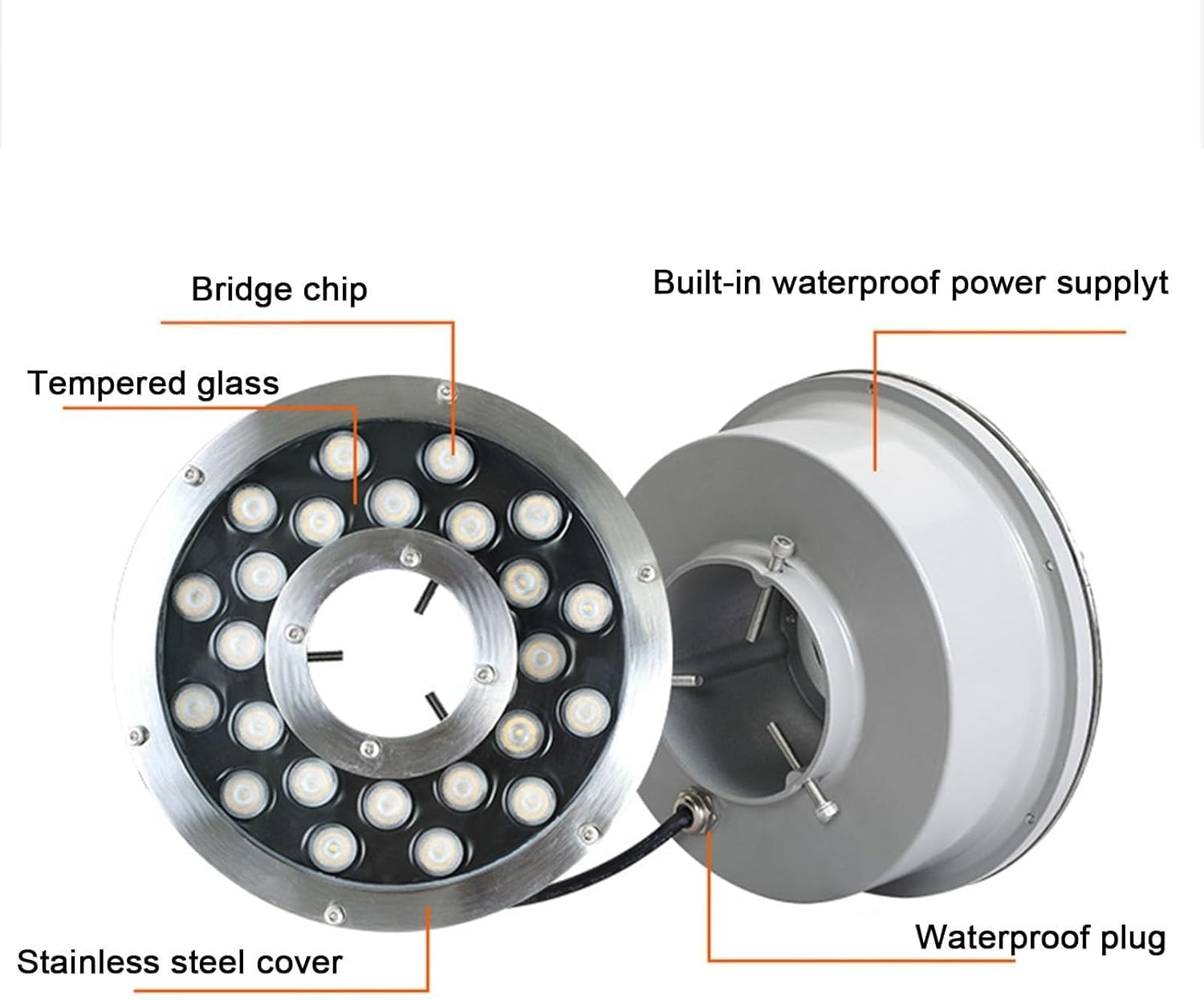 Led Ring Fountain Light 24W, IP68 Underwater Spotlight with Central Hole for Fountain Nozzle, Pond, Pool & Garden Landscape Water Feature Lighting RGB - Red image number 3