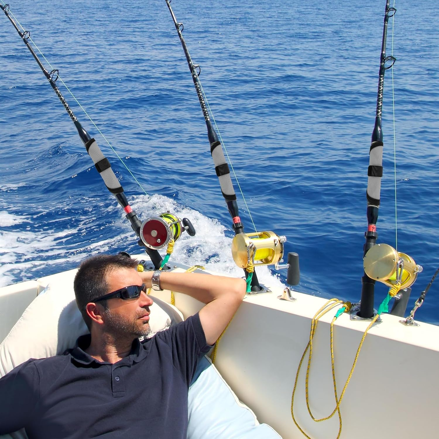 Gosknor 6Pcs Lure Wrap, 5.9 Inch Fishing Lure Covers Lure Gloves Fish Hook Protectors Lure Guard to Keep Fishermen Fishing Safe for Fishing Rod (Gray) image number 5