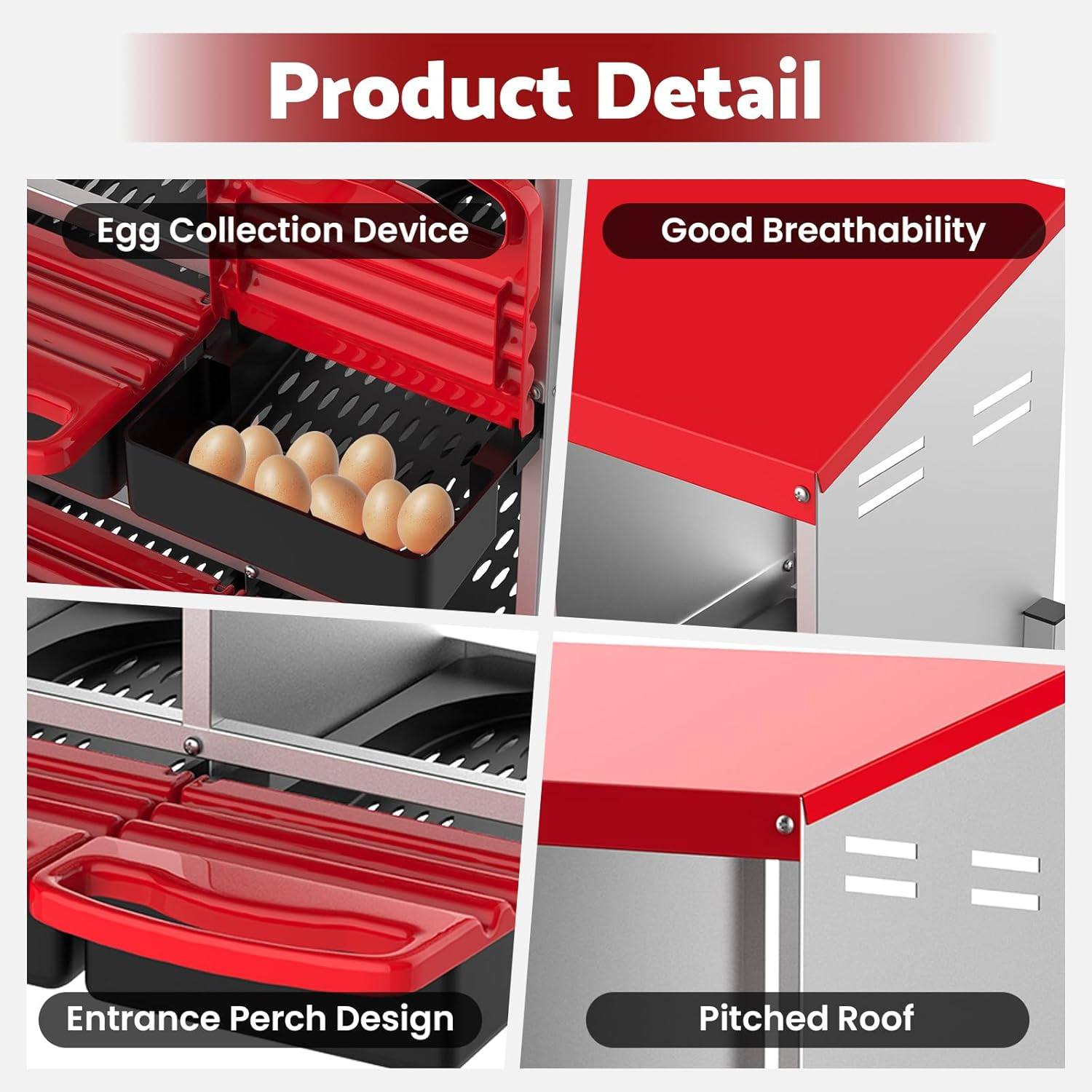 Advwin Chicken Nesting Box, 10 Compartment Galvanized Steel Chicken Laying Boxes, Nesting Boxes for Chickens, Easy Egg Collection for Chicken Coop, Backyard, Farms image number 5