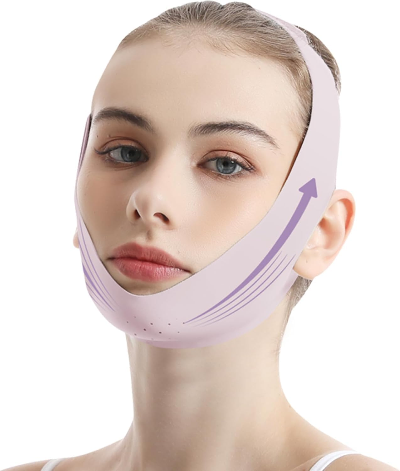 Face Lifting Belt, Facial Lift Band Double Chin Reducer Facial Lifting Strap, Chin up Face V Line Lift Face Bandage (Purple, One Size) image number 5