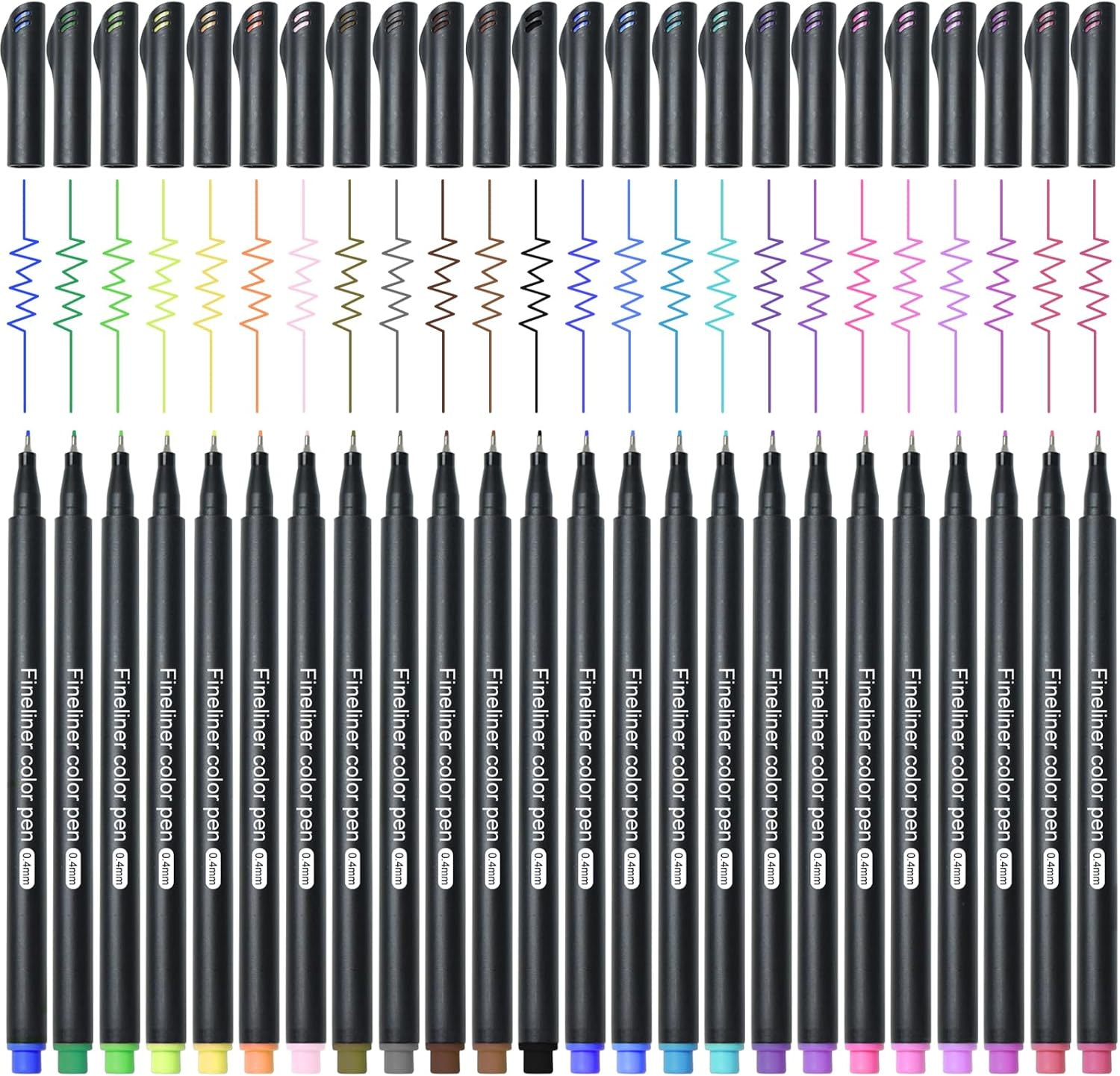 SAYEEC Fineliner Color Pen Set 24 Colors Fine Tip Pens 0.4Mm Journal Planner Pens Coloring Markers Water Based Drawing Sketching Writing Pen for Adult Coloring Book Taking Notes