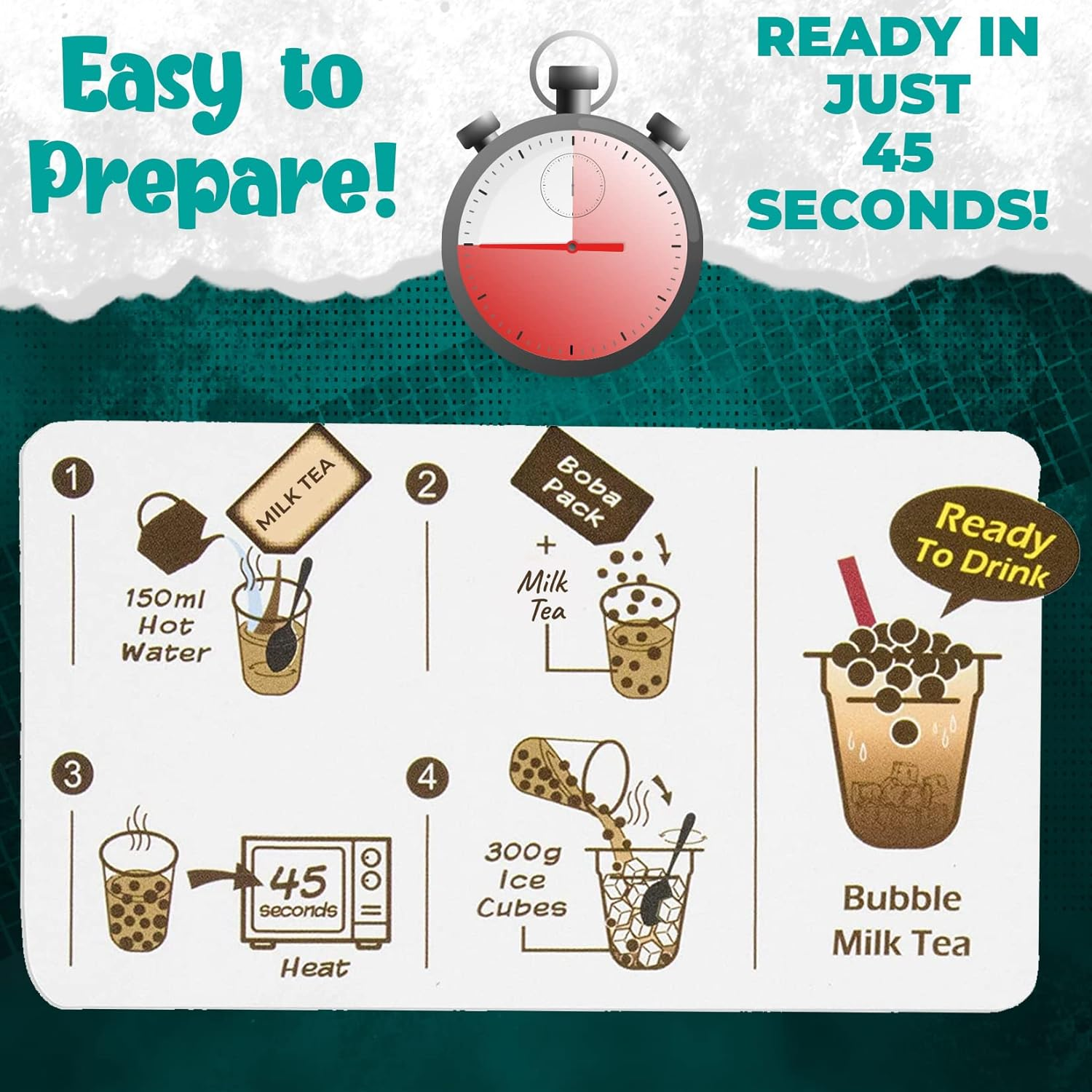 Fusion Select 5 Packs Authentic Tea Flavors Sakura, Lavender, Rose, Thai Tea, Original Milk Tea Boba Tea Kit Extra Rich Flavor Bubble Tea Drinks, Boba Tapioca Pearl, Boba Straws, Complete Boba Kit image number 6