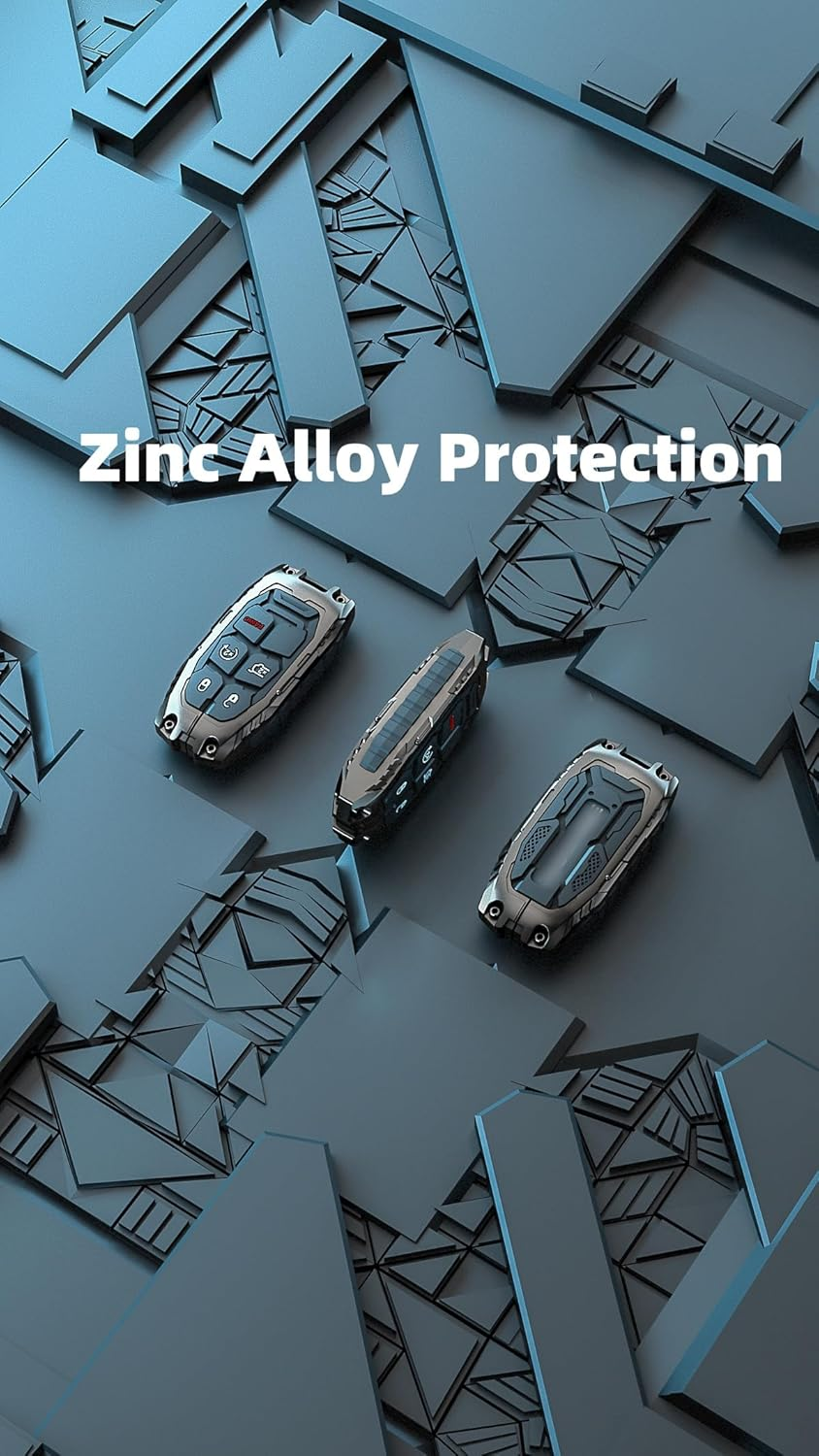 Heavy Zinc Alloy Key Fob Cover, Keychain, Key Case, Accessories Compatible with Jeep Dodge image number 4