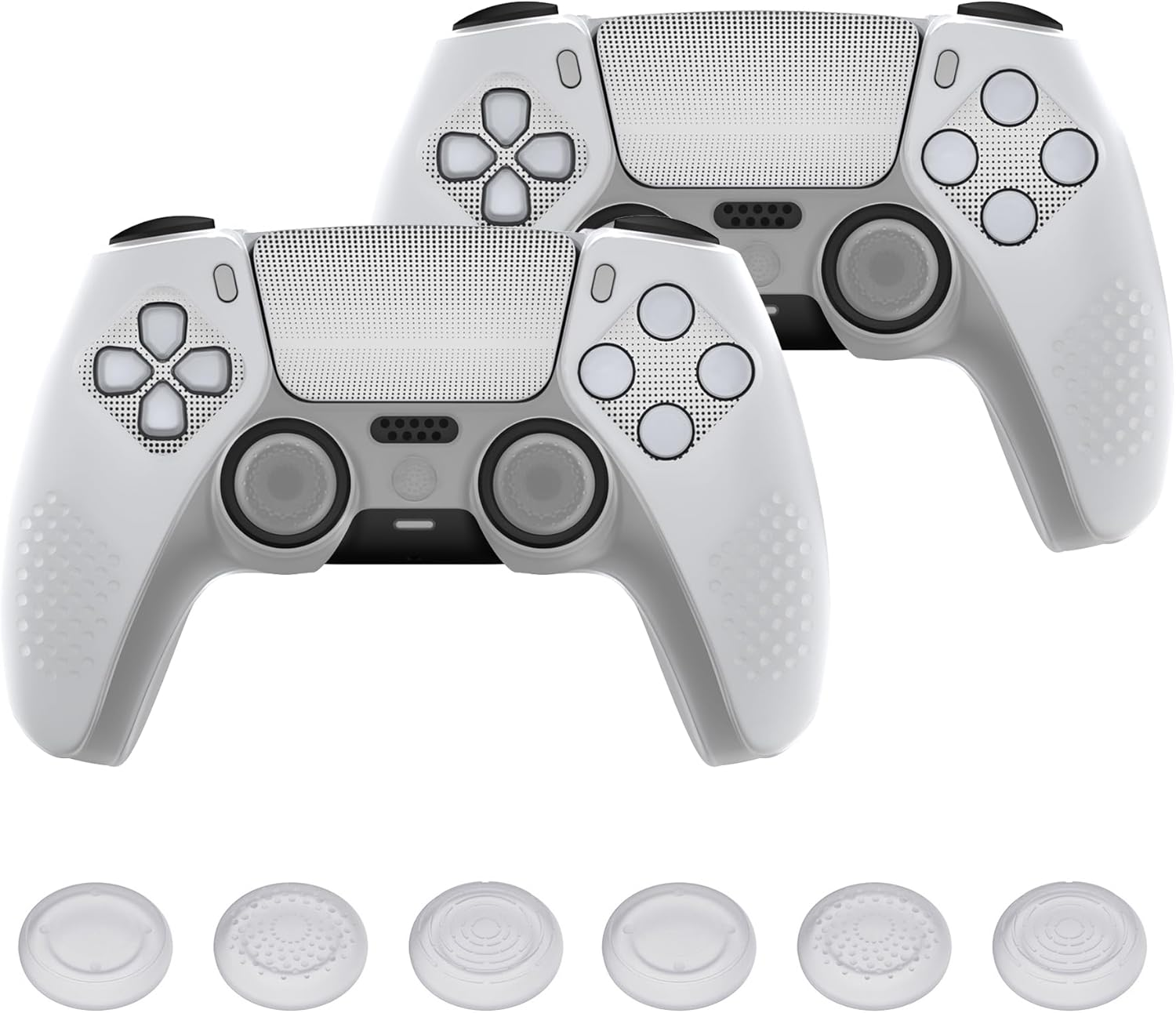 Playvital 2 Set Upgraded Silicone Cover Skin for Ps5 Controller with 12 Thumb Grips & 4 Stickers, Compatible with Charging Dock, 3D Studded Anti-Slip Shockproof Controller Grip, Glow in Dark - Green