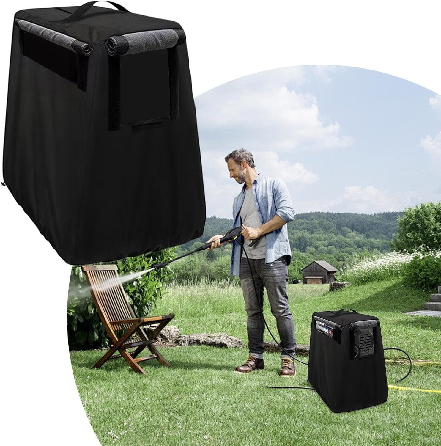 Water Pump Cover - Waterproof Heavy Duty Protector,29 X 19 Inch Well Pump Protective Cover with Handle,For Home Outdoor Garden Backyard Farm Pathway image number 5