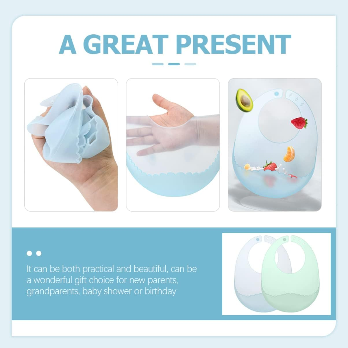 JOINPAYA 2Pcs Ultra Thin Silicone Bib Drooling Bib Girl Bib Bib for Feeding Drool Bibs for Girl Newborn Overalls Newborn Drooling Bib Apron Smock image number 5