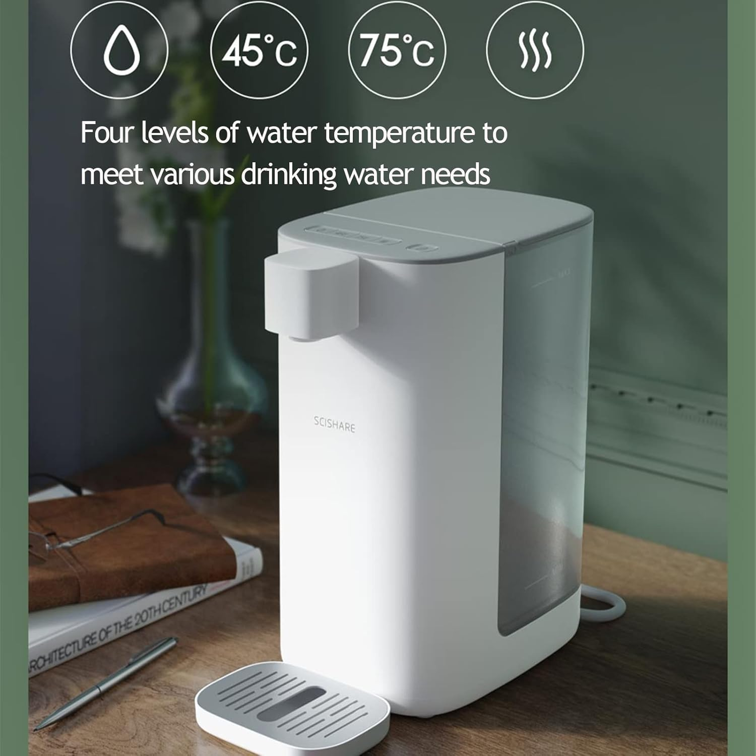 MIJIA Instant Hot Water Dispensers, 3L Instant Hot & Cold Water Filter Dispenser for Reduction of Microplastics, Chlorine, Limescale and Impurities, Zero Installation image number 4
