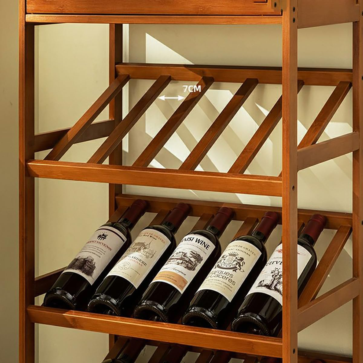 MOMOGEE Bamboo Wine Rack Cabinet 10 Bottles Freestanding Wine Glass Champagne Holder with Door Liquor Storage Display Stand for Living Room Bar Kitchen image number 5