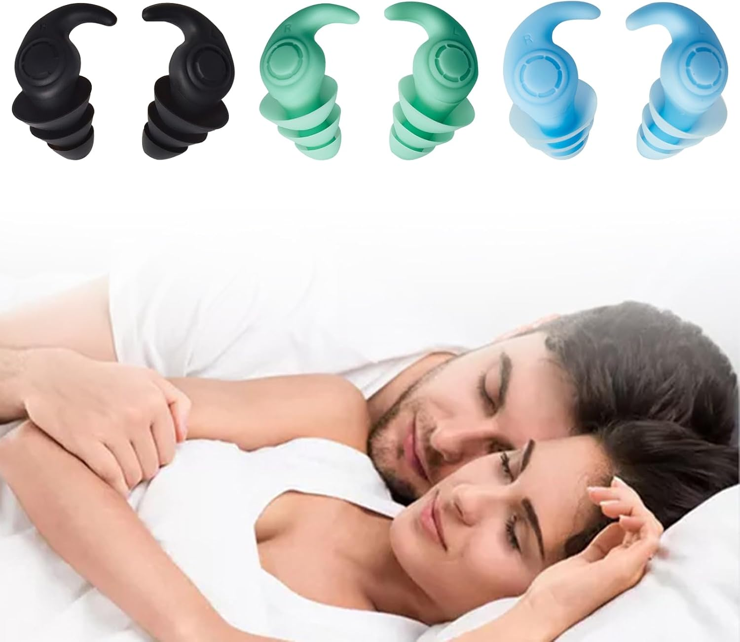 3 Pairs Reusable Ear Plugs for Swimming for Bathing, Surfing, Swimming, Kayaking and Other Watersports(Green,Blue, Black)