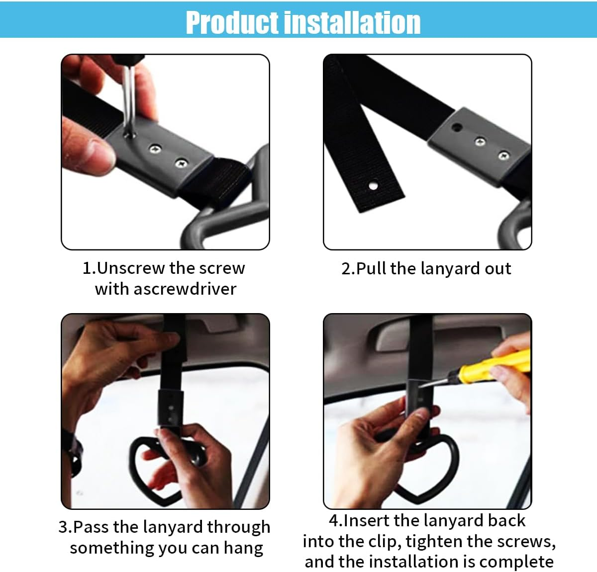 GLSOWEE 2PCS Heart-Shaped Car Handle Straps, Auto Grap Handle Warning Pull Ring, Heart Decor for Car, SUV, Subway, Bus - Light Pink image number 2