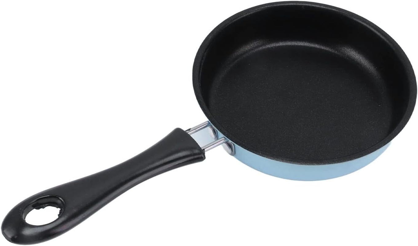 Mini Stainless Steel Nonstick Frying Pan for Oil Cooking, for Breakfast and Small Meals, 12Cm Induction Pot for Home Kitchen (Blue) - Blue image number 2