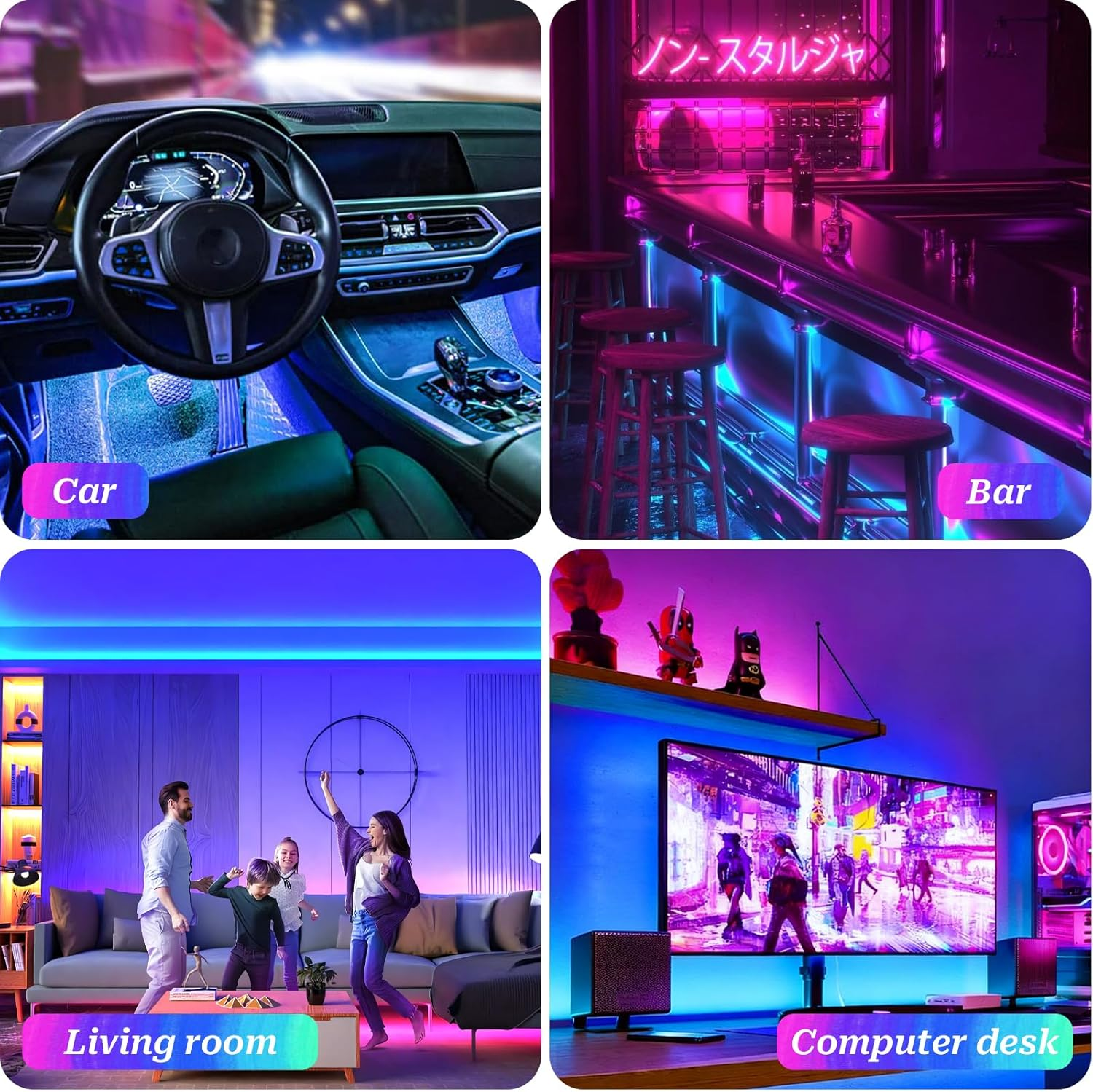 4-In-1 Car Interior Lights, Ambient Strip Lighting for Car, APP Control with USB Port & Music Sync Color Change, 48 LED, Car Decoration for Jeep SUV Truck image number 1