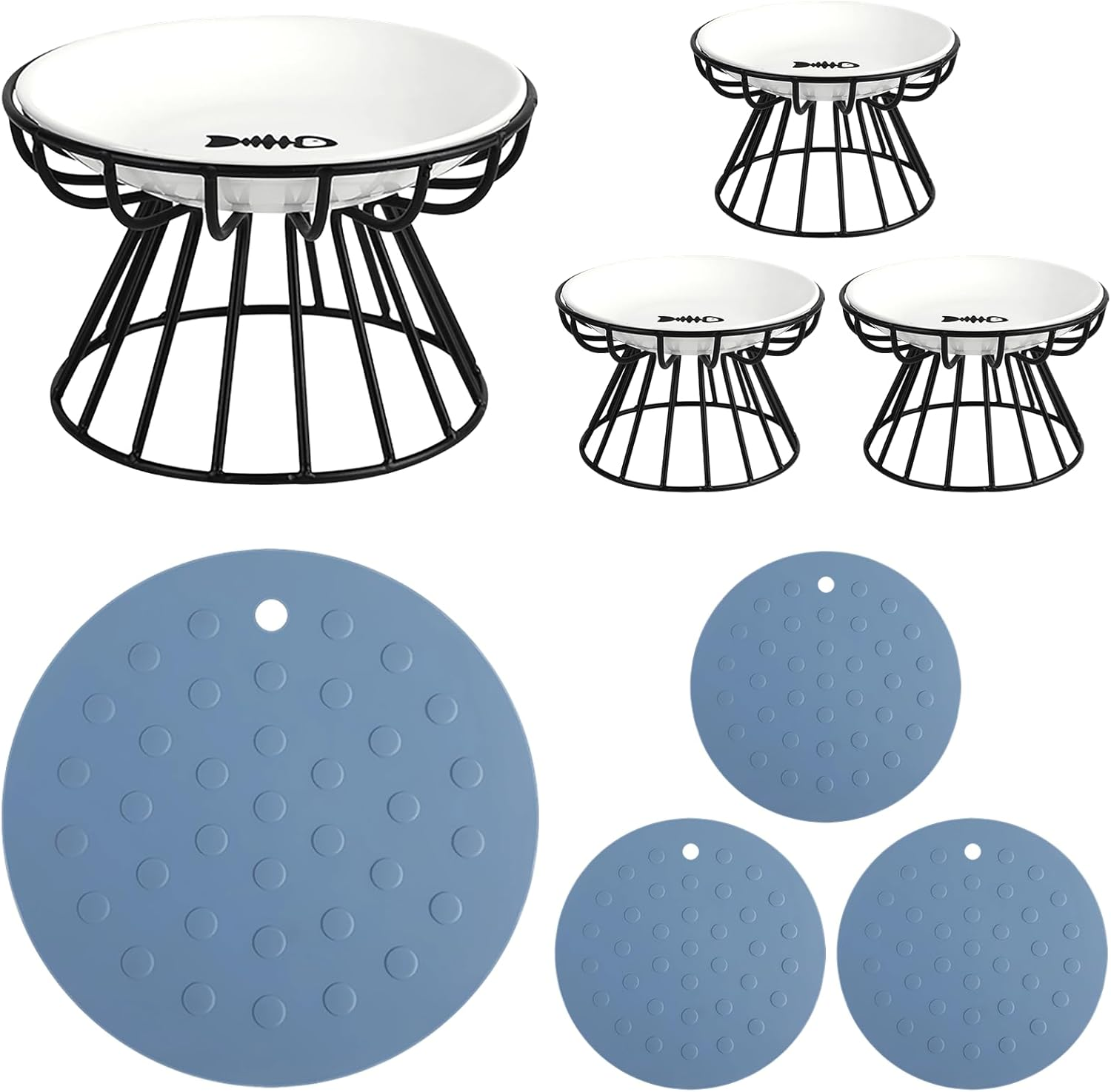 Dorakitten 4Pcs Cat Bowl, Ceramic Raised Cat Food Bowl, Elevated Pet Bowl,Anti Vomiting Cat Feeding Bowl, Non Slip Cat Dish, Protect Pet'S Spine Make Cats Feel Comfortable, Dishwasher Safe image number 3