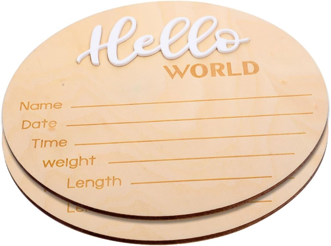 2Pcs Wooden Name Sign for Newborn Birth Announcement Photo Prop Sign for Hospital Birth Records Sturdy and Safe for Newborn Photography image number 3