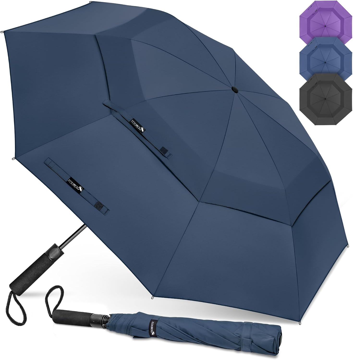 ZOMAKE Golf Umbrella 60 Inch - Portable Windproof Golf Umbrella, Automatic Open Double Canopy Golf Umbrellas for Gentlemen Women