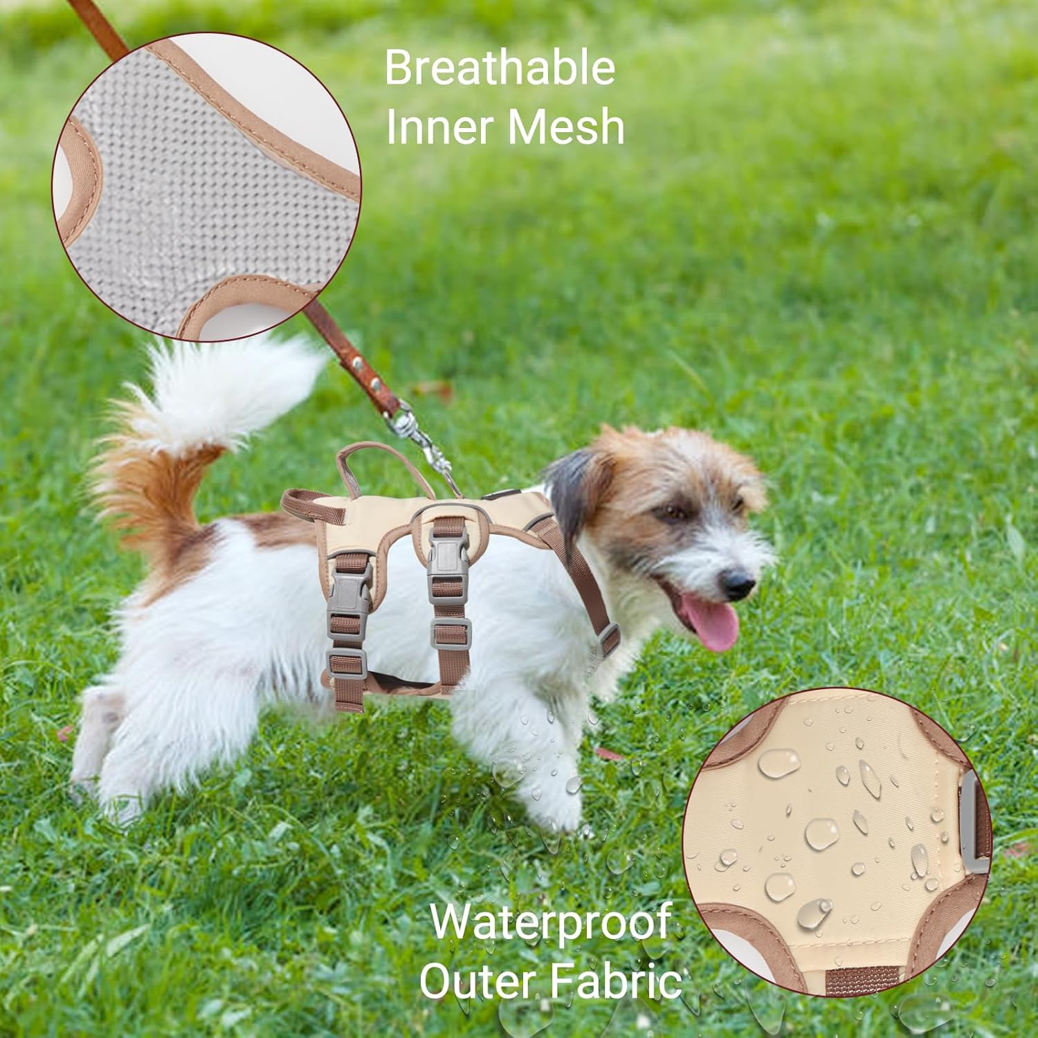 Liebedd Dog Harness for Small, Medium Dogs, Puppies Harness, Anti-Pull Harness, Dog Safety Harness, Escape Proof, Panic Harness for Dogs, Pull Harness, Dog, Beige, M image number 6