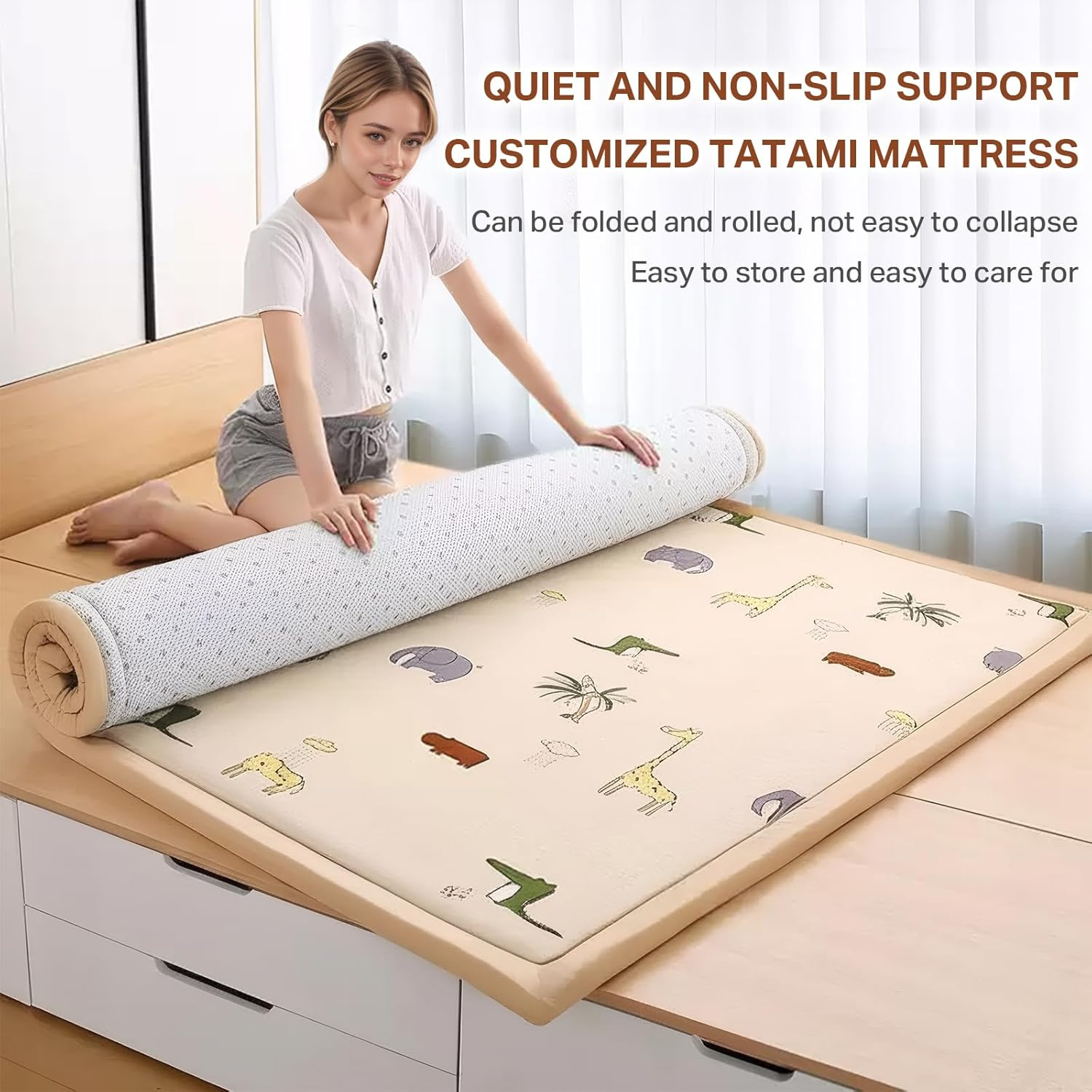 OKUYOSHI Baby Play Mat - 3CM Mellow Muscle Kids Memory Foam Tatami Mat, 150 * 200CM (Animal) - Bear image number 6