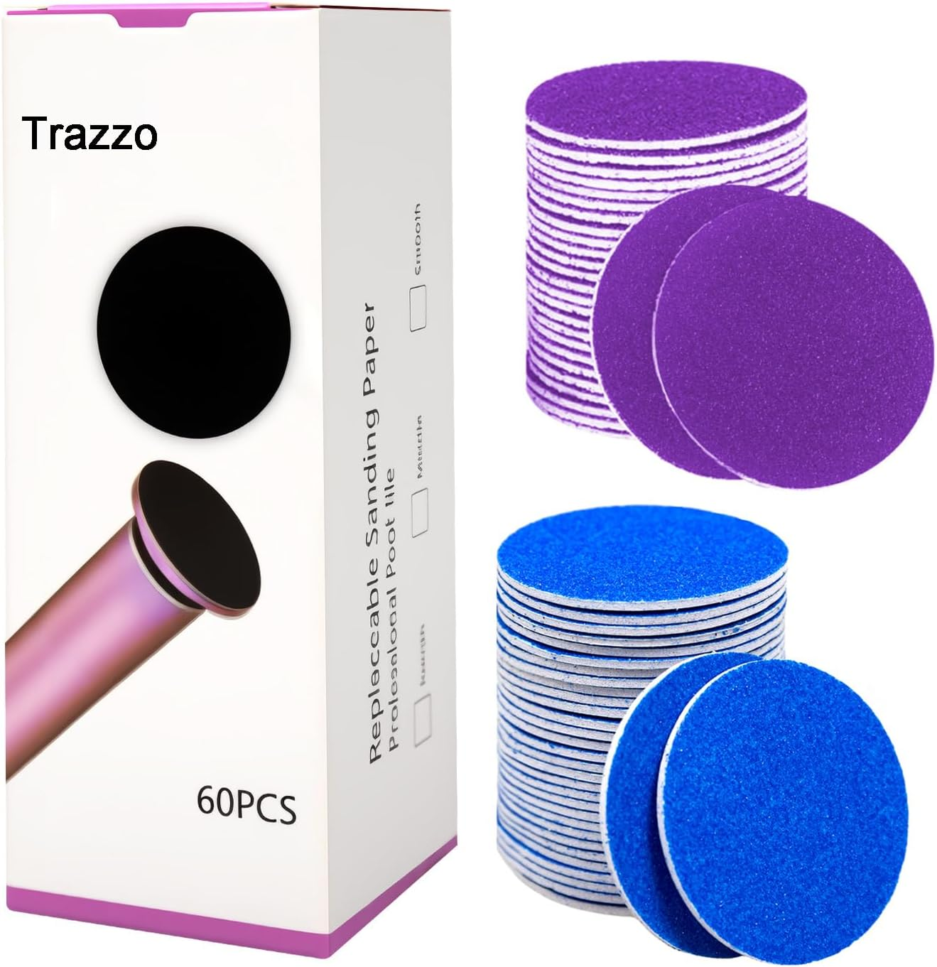 180 Grit & 120 Grit Electric Foot Callus Remover Replacement Pads, round Electric Foot File Refills, Stick on Callus Machine Circle Sandpaper Discs(60Pcs) image number 6