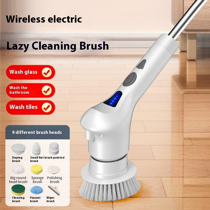 Electric Rotary Cleaning Brush - Household Cordless Cleaning Brush -IPX7 Waterproof ， with 8 Brush Heads, and 2 Rotating Speeds - Suitable for Bathroom, Shower, Bathtub, Glass and Car image number 4