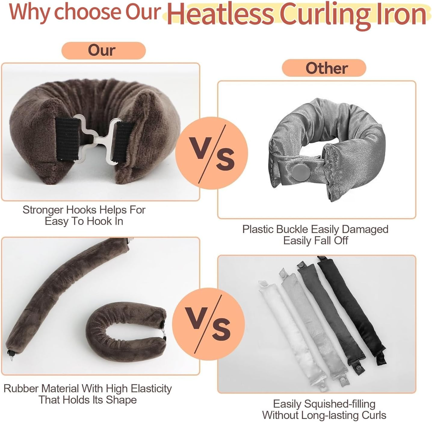 Heatless Overnight Hair Curling Set Heatless Curling Rod Hair Rollers for Long Hair and Short Hair Soft Satin Sleeping Lazy Curler Set with Headband Wrap for DIY Hair Styling Tools (Black, 3 Rod) image number 3