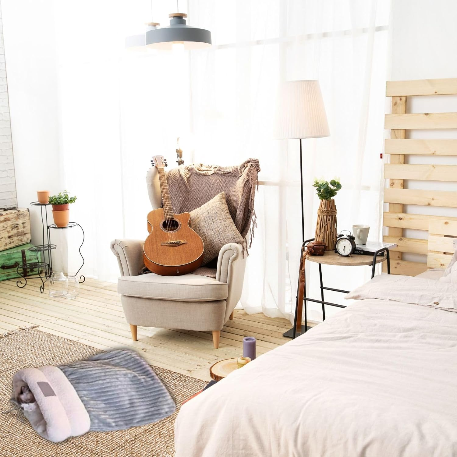 Poemtian Cat Sleeping Bag, Cat Beds for Indoor Cats, 360&deg;Soft Plush Cat Sack, Comfortable Pet Snuggle Sack (L) image number 5