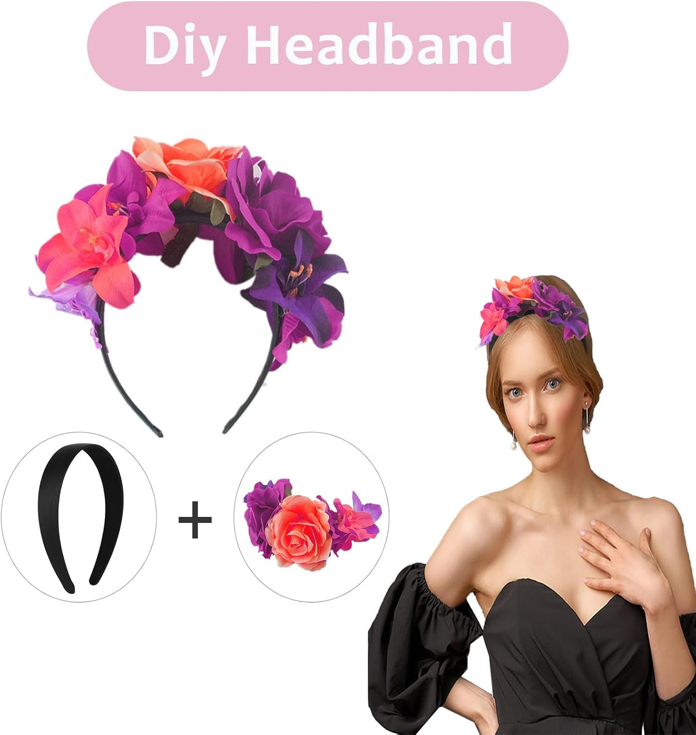 JOOTUEPO 2 Pcs Satin Headbands Hair Bands for Women, Non-Slip Headbands, Satin Covered Plastic Alice Band Hair Band Headband, DIY Headbands, Women & Girls for Everyday Wear, Work, Parties, Styling image number 1