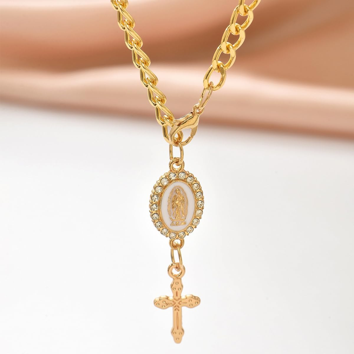 Charm Steering Wheel Rosary Accessory,Cross Pendant Car Decor,Car Rosary for Rearview Mirror,Charm Decor image number 5