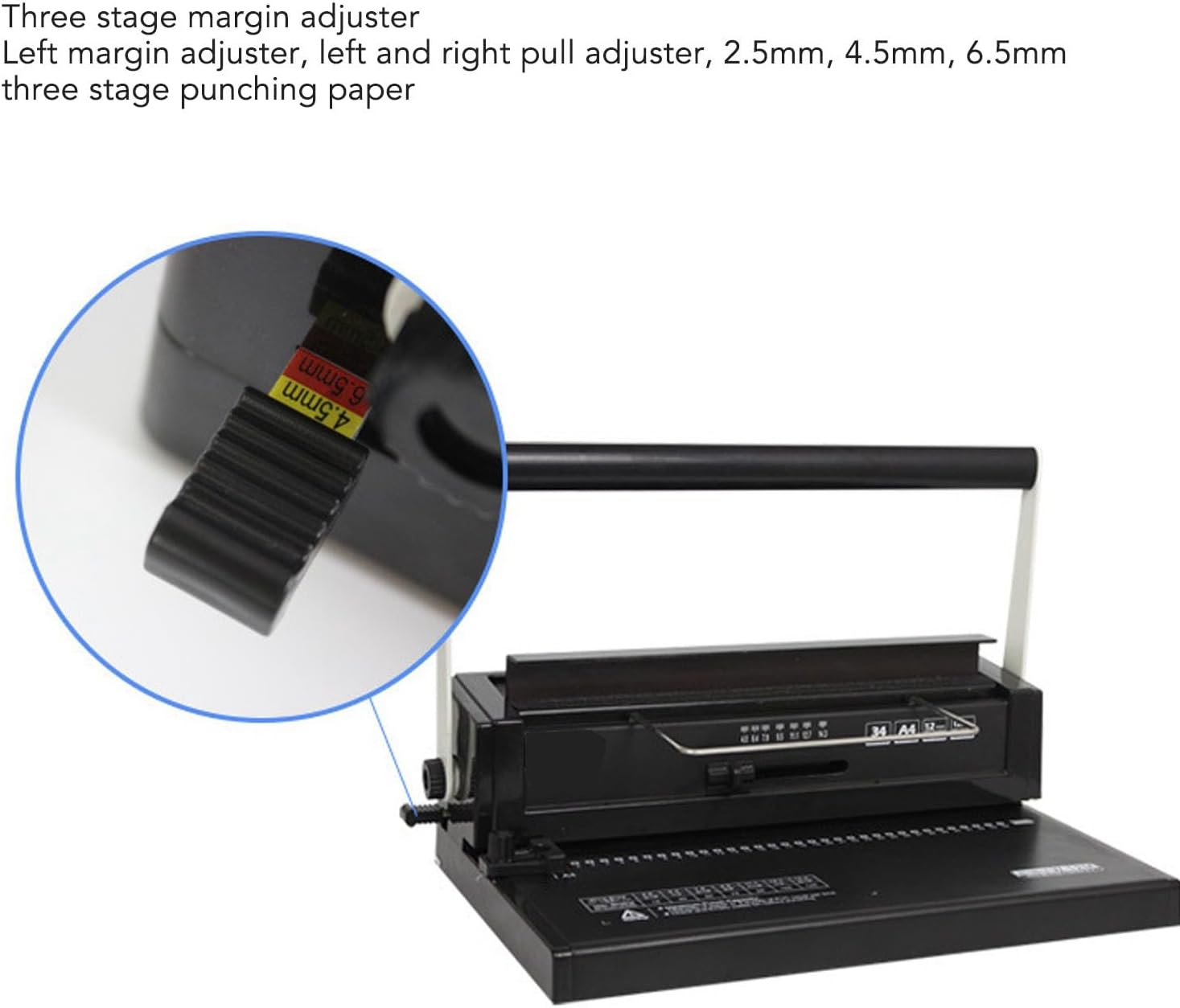 Dual Coil Punch Binding Machine, Coil Spiral Binding Machine, 34-Holes Binding 120 Sheets, Punch 12 Sheets, Punch Binder with Adjustable Side Margin, for Letter Size, A4, A5