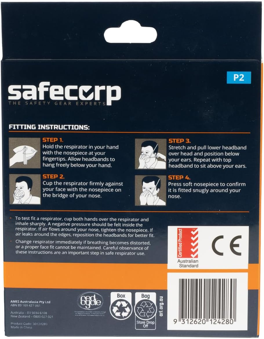 P2 DISPOSABLE RESPIRATOR MASK with CARBON VALVE 10PK