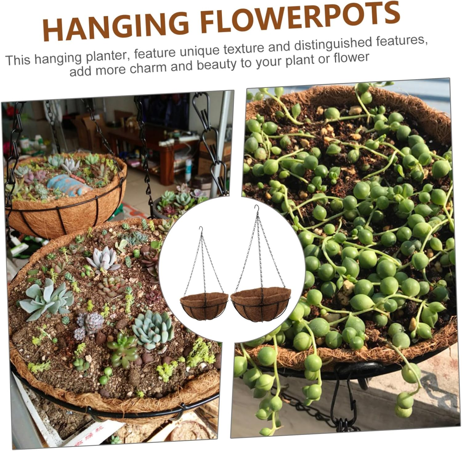 Sosoport 2Pcs Hanging Flower Pots Creative Home Decor Vertical Plant Pots for Office image number 6