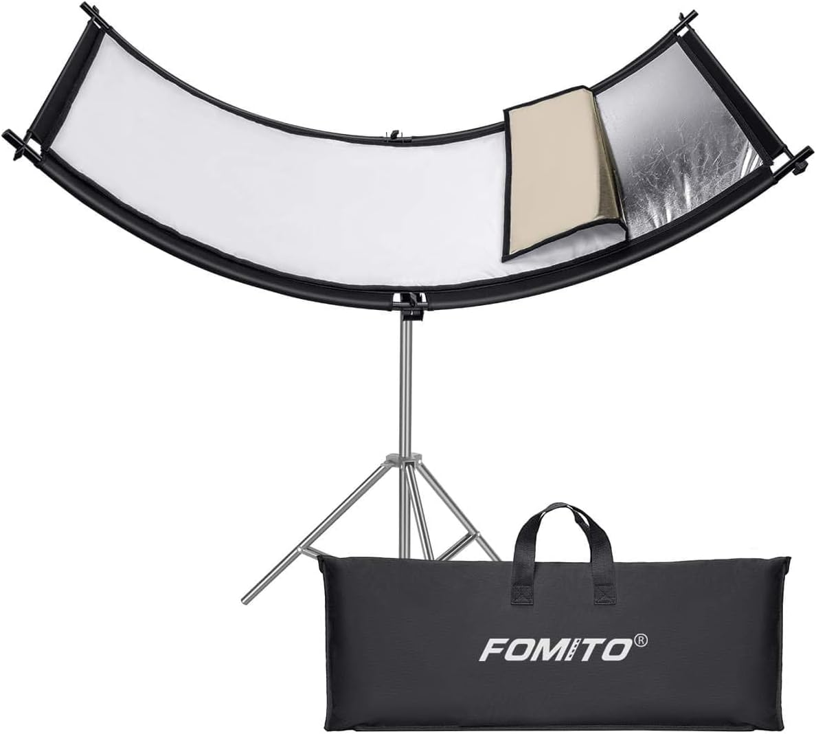 FOMITO U Style Light Reflector 178X65Cm Arclight Curved Eyelighter Lighting Diffuser for Photography Stuido Filming Shooting, Black/White/Gold/Silver(Not Included Light Stand) image number 5