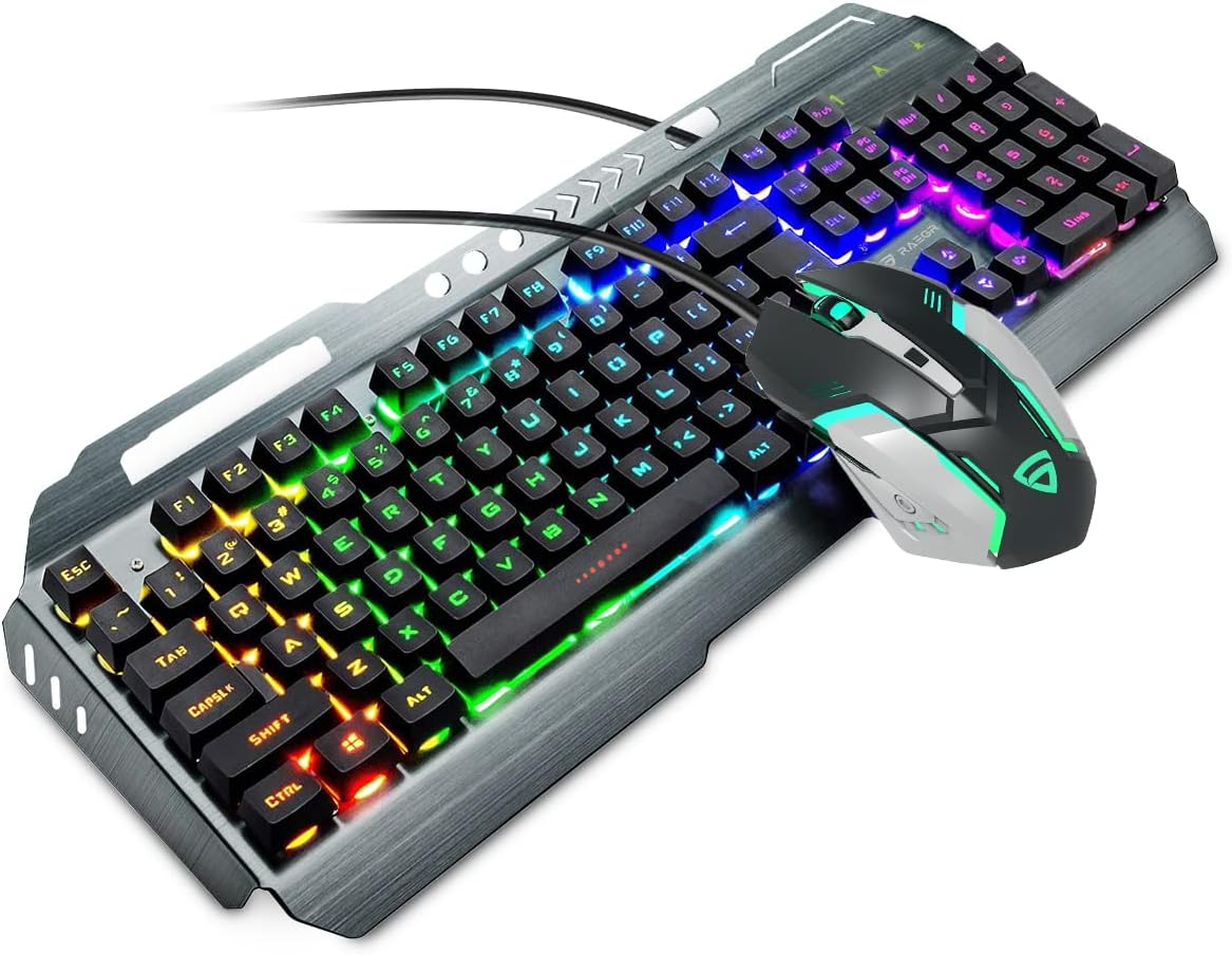 RAEGR Rapidgear X70 Gaming Keyboard & Mouse Set | Made of Aluminium Body | 4 Choices of Adjustable DPI | 3 Rainbow Lighting Modes, Instant Media Access | Gaming Mouse for Pc/Laptop/Mac - RG10359 image number 4
