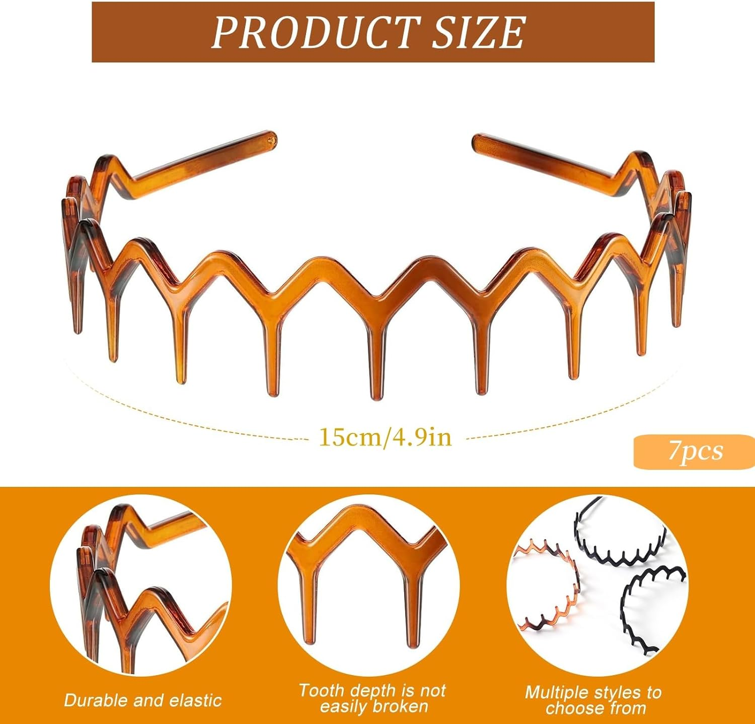 Diyxisk Zigzag Headband, 7 Pieces Fine, Women'S Non-Slip Zigzag Headband, Unisex Zig Zag Headband, Used for Make-Up, Face Mask, Yoga and Facial Cleansing image number 3