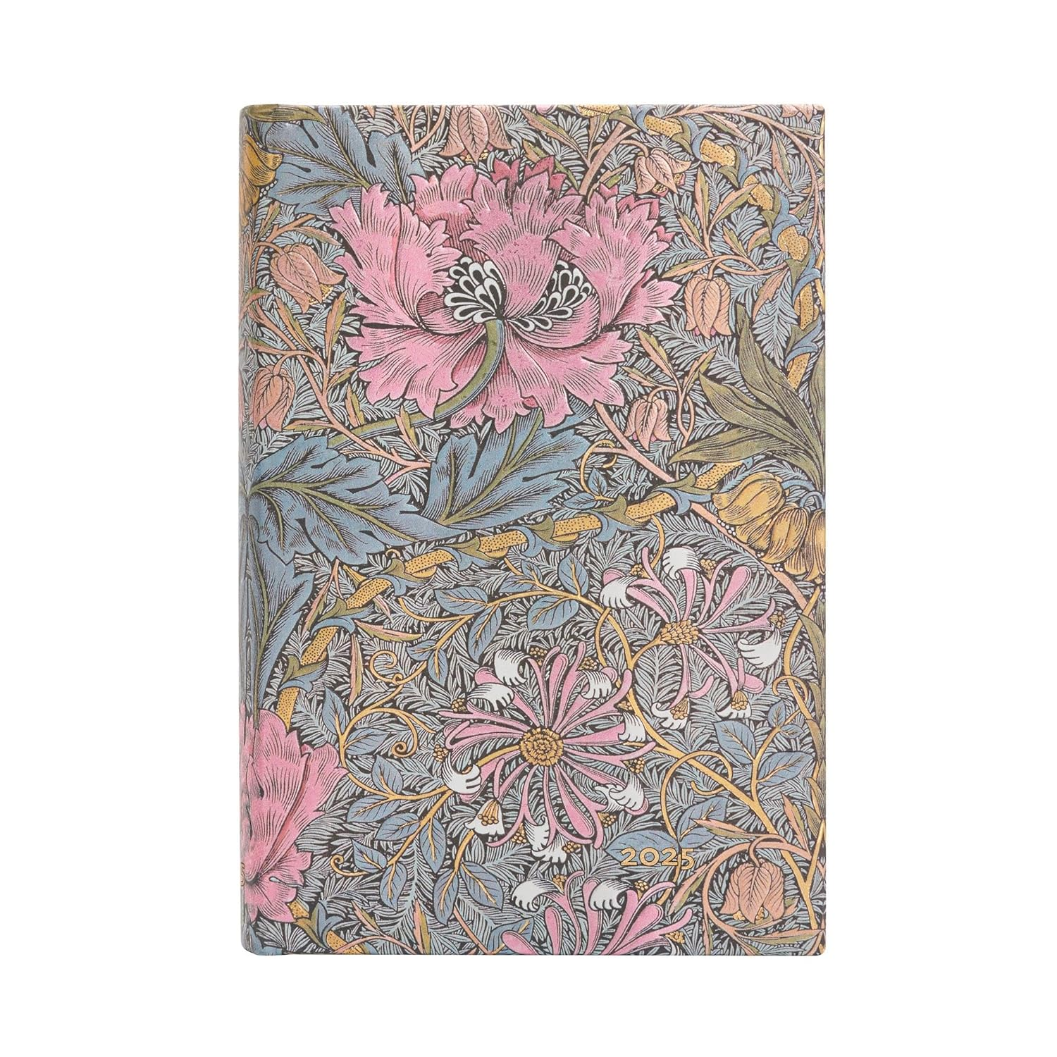 Morris Pink Honeysuckle (William Morris) Mini 12-Month Day-At-A-Time Hardback Dayplanner 2025 (Elastic Band Closure) image number 2