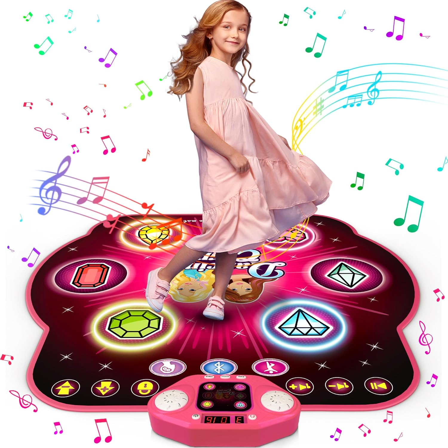 Dance Mat Toys for 4-12 Year Old Kids, 6 Button Light-Up Dancing Challenges Bluetooth Electronic Dance Pad with 6 Game Modes, Birthday/Xmas Gifts for 4-12 Year Old Girls image number 6