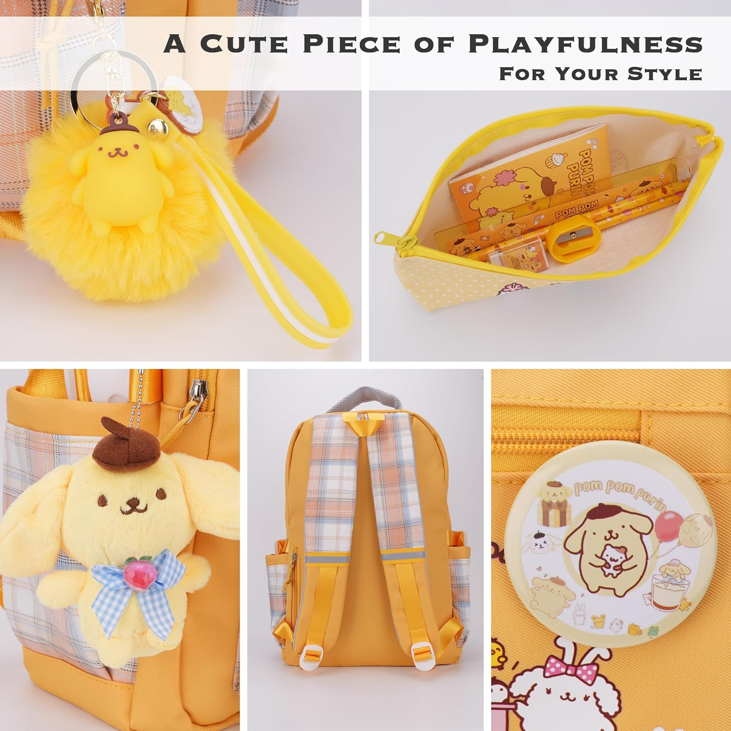 Juju Yellow Kawaii Backpack - Cute Kawaii Stuff Mochila Kawaii - Yellow Backpack - Cute Backpacks for Girls - Cute Backpack Kawaii Backpacks for School Girls - Cute Backpack for School