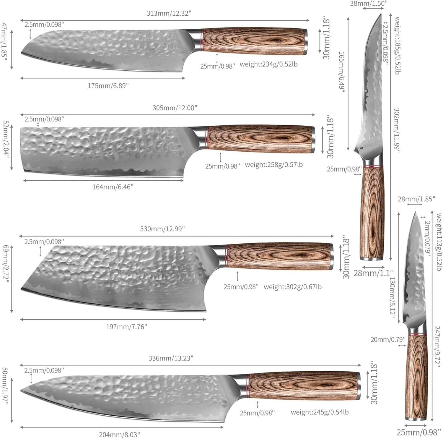 FULLHI Knife Set 13Pcs Japanese Knife Set, Premium Stainless Steel Kitchen Knife Set with Knife Roll Bag image number 5