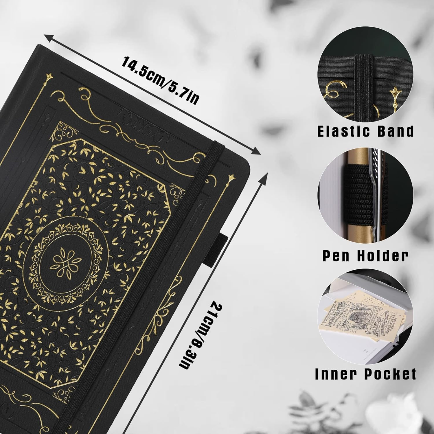 TIEFOSSI Dotted Notebook, 160Gsm Thick Paper, Hardcover Dot Grid Journals for Women Men, 192 Pages, for Travel, School and Office Use - Black image number 3