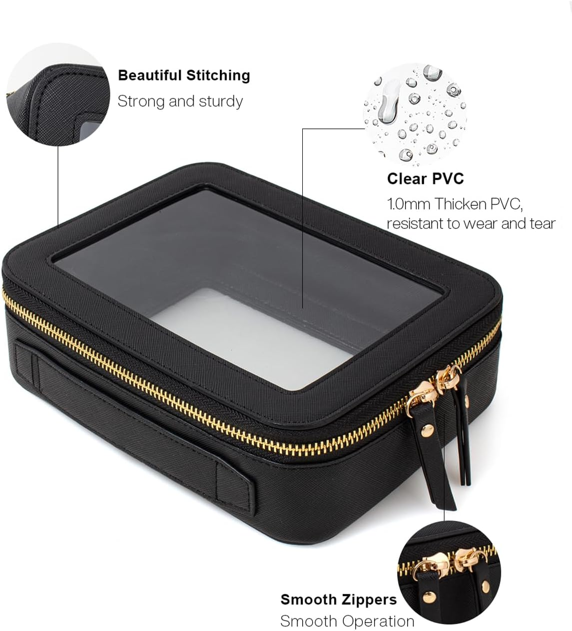 DDPOND Clear Makeup Bag, Small Makeup Bag TSA Approved Toiletry Bag Cosmetic Travel Bag Cute Makeup Bag Organizer Makeup Case Pouch Car Essentials for Women Men - Mini Pink image number 5